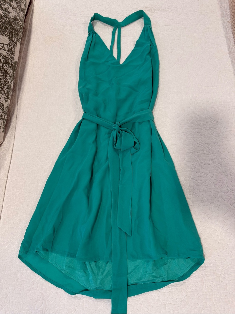Green Halter Tie-Waist Dress